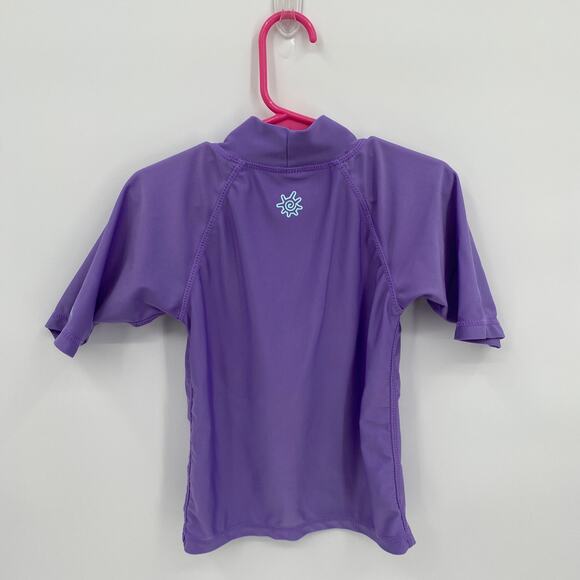 UV Skinz Fish Print Short Sleeve Rashguard UPF 50 Purple Girl's Size 6 Stretch - Picture 5 of 5